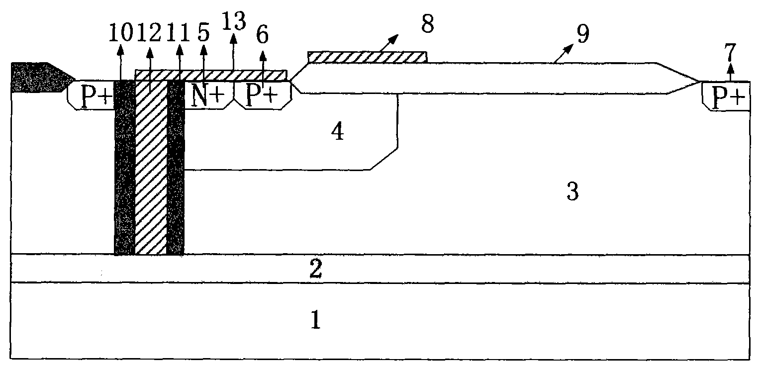 High pressure P-shaped metal oxide semiconductor tube of silicon-on-insulator