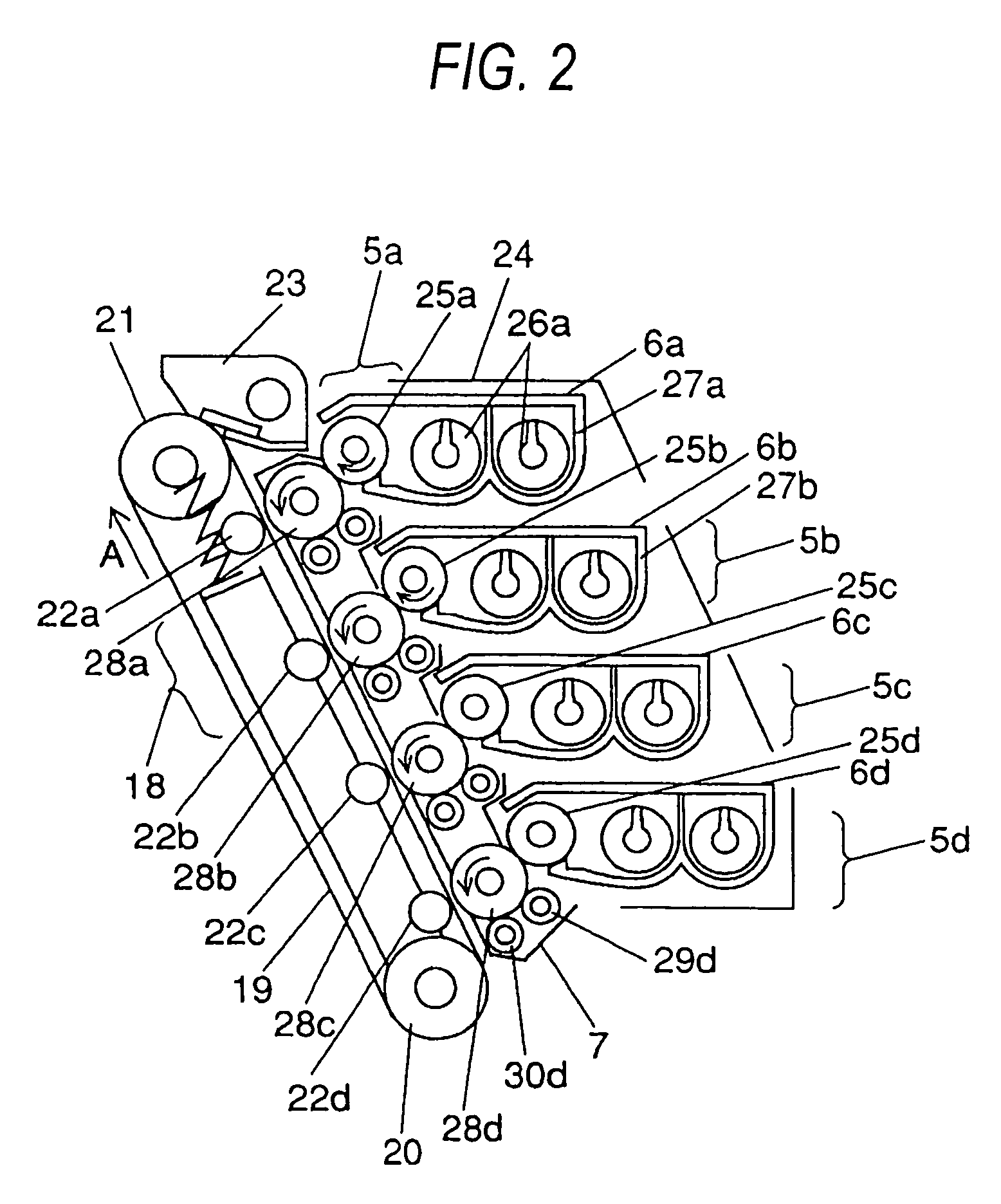 Color image forming apparatus with a removable and inclined intermediate transfer body unit