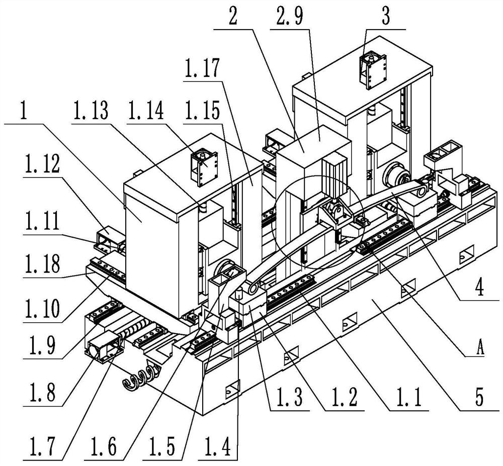 Double-head lifting lug boring equipment capable of realizing automatic centering of plate spring