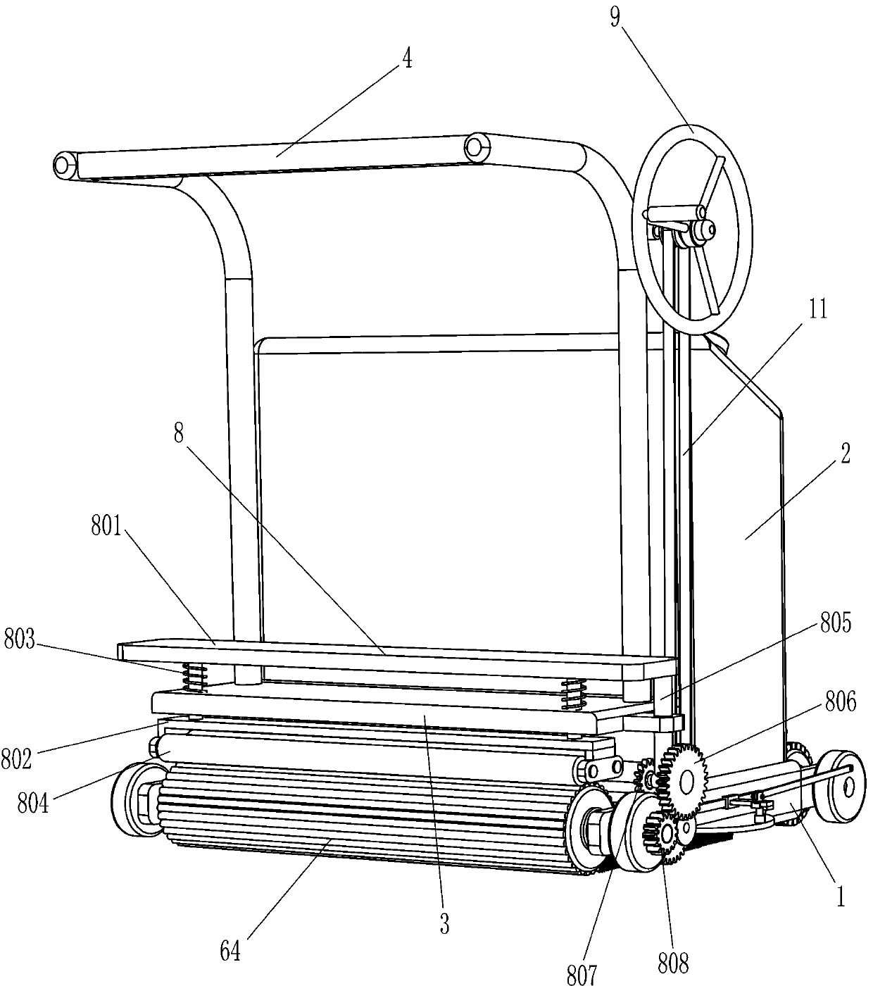 Medical ground disinfectant wiping vehicle