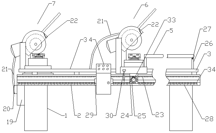 Circular sawing machine with dual cutting corners