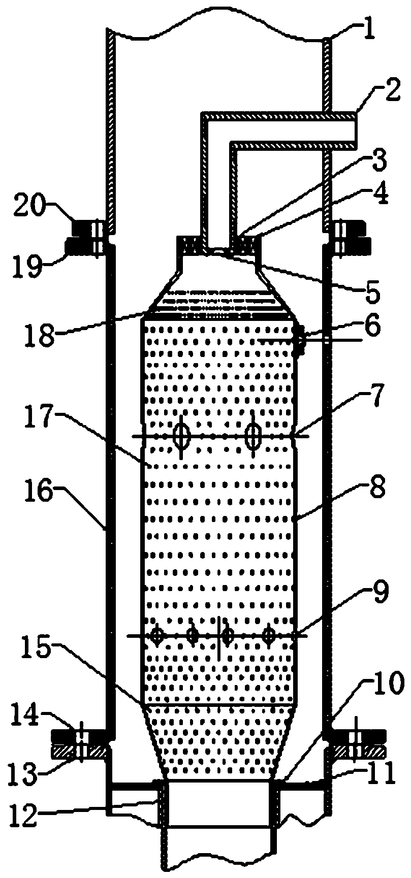 A single-tube combustor of a ground gas turbine with axial intake