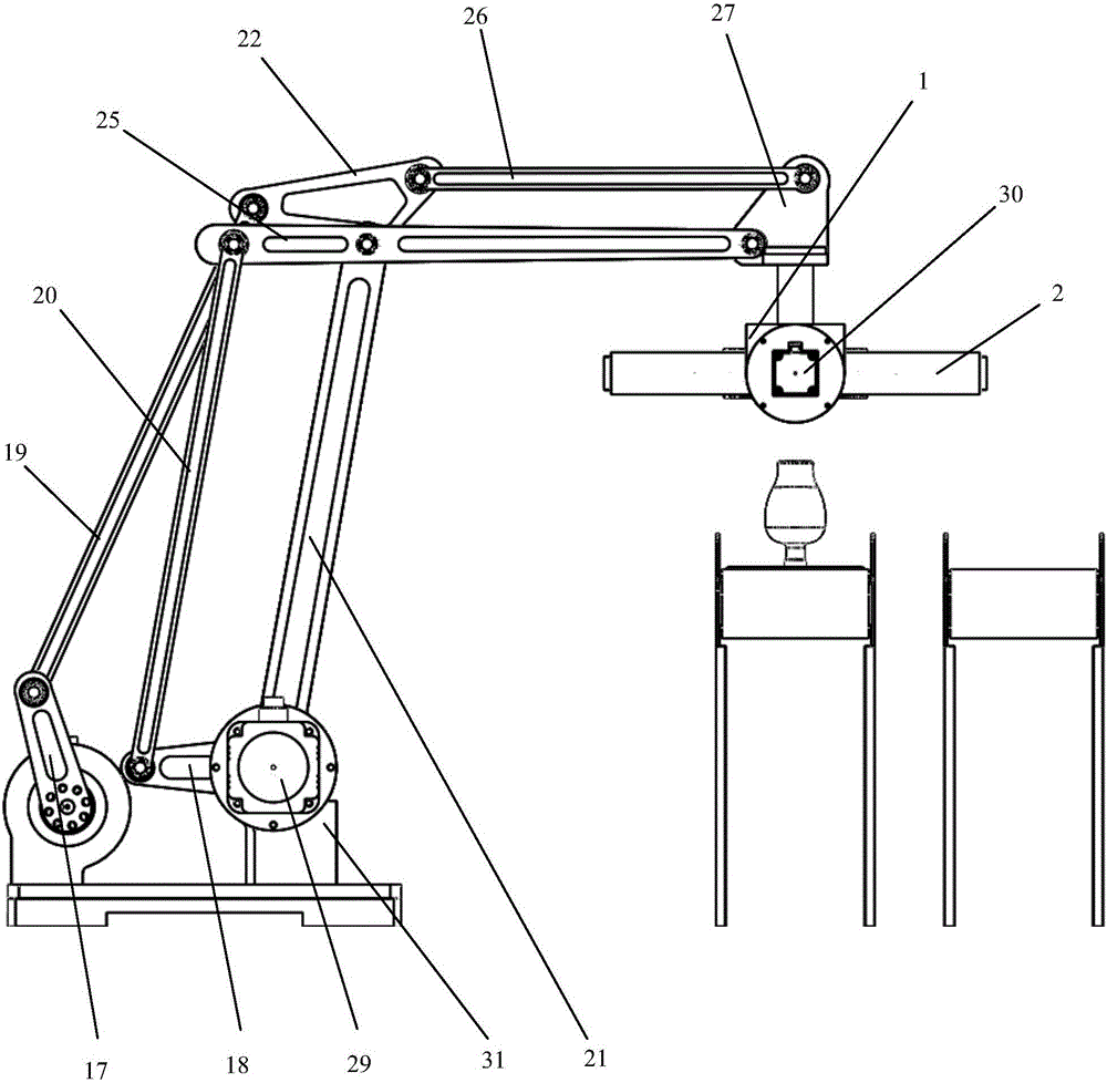 Three-degree of freedom robot for batch winebottle overturning