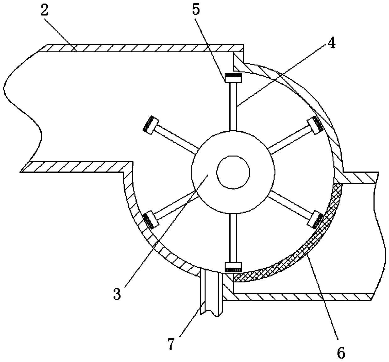 Industrial waste gas treatment device utilizing Tesla valve principle