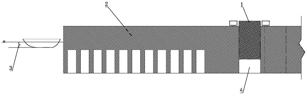 A method for arranging approach channels with water diversion and diversion channels combined with a bottom-permeable navigation wall