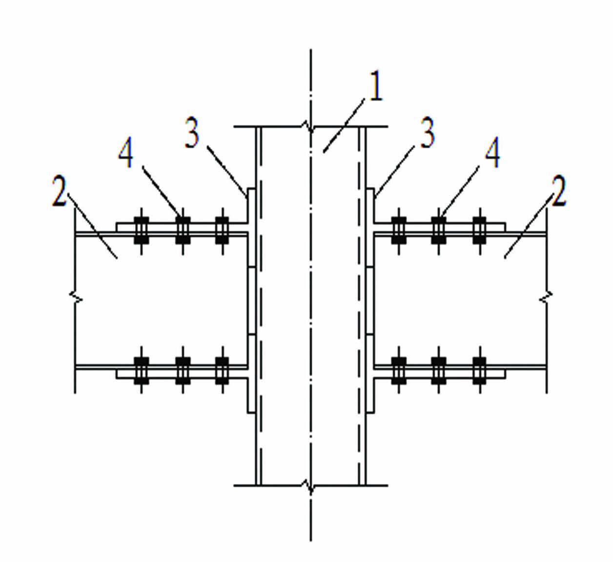 Connecting node of square steel pipe column and H-shaped steel beams