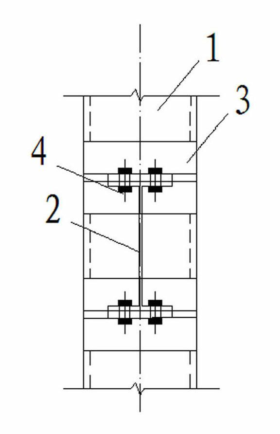 Connecting node of square steel pipe column and H-shaped steel beams