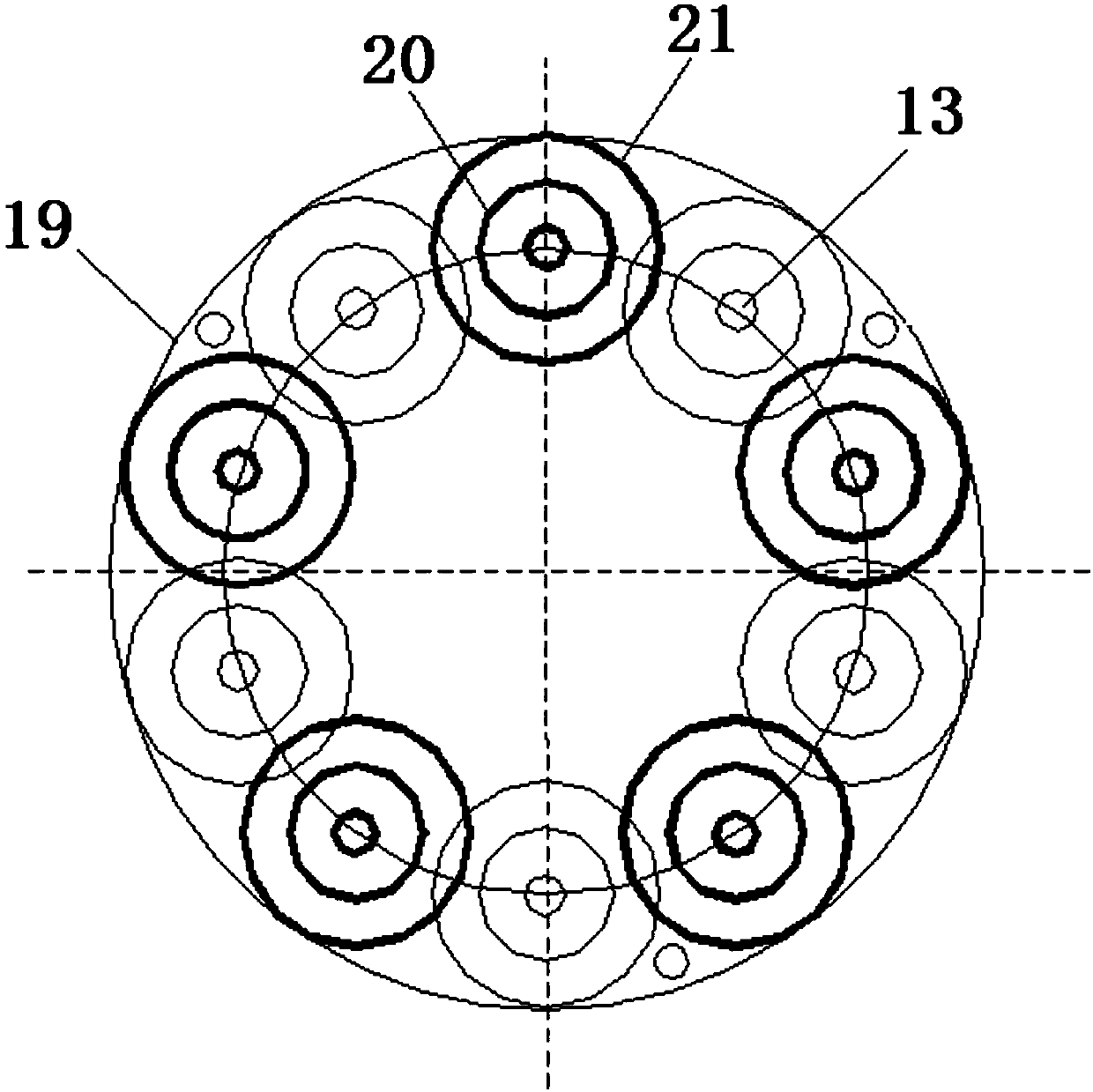 Turbine blade coating preparation device with double-side crossed clamping structure