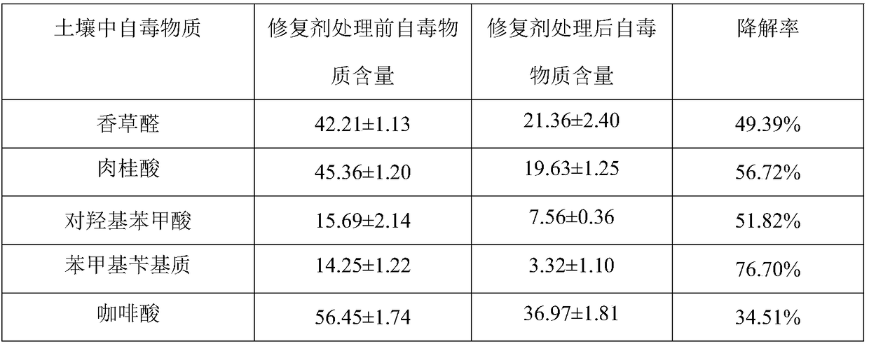 Corn continuous-cropping obstacle restoration agent based on allelopathy autotoxicity and application of corn continuous-cropping obstacle restoration agent