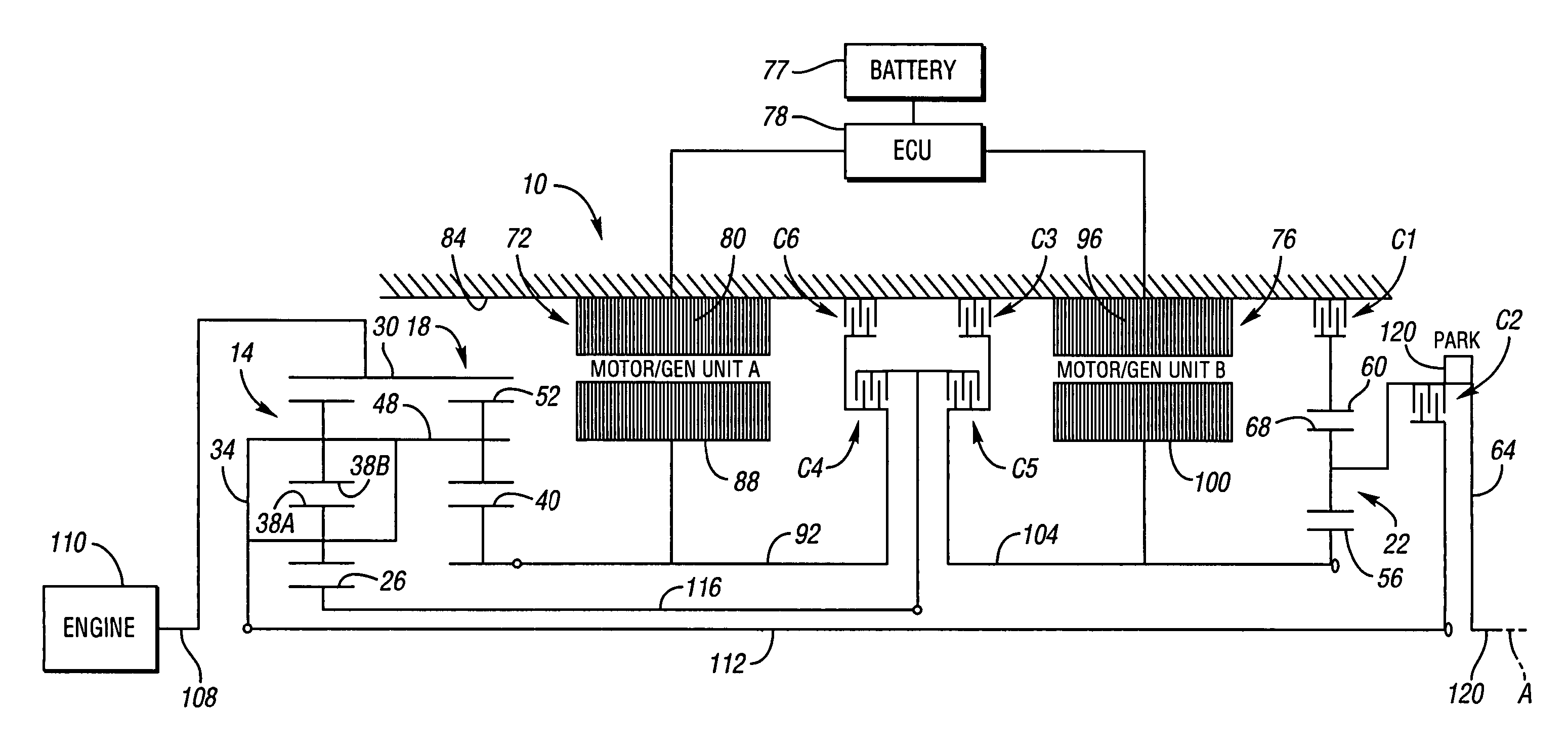 Electrically variable transmission having six fixed speed ratios