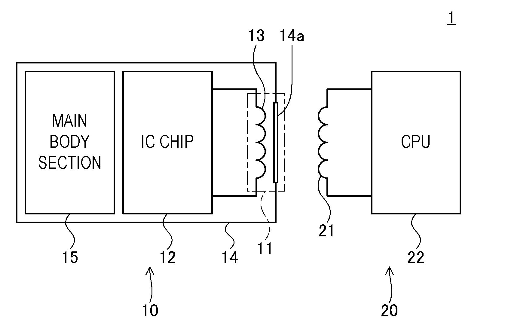 Proximity type antenna and radio communication device