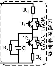 Current-limiting resistor-capacitor branch circuit, resistor-capacitor type direct current circuit breaker and control strategy