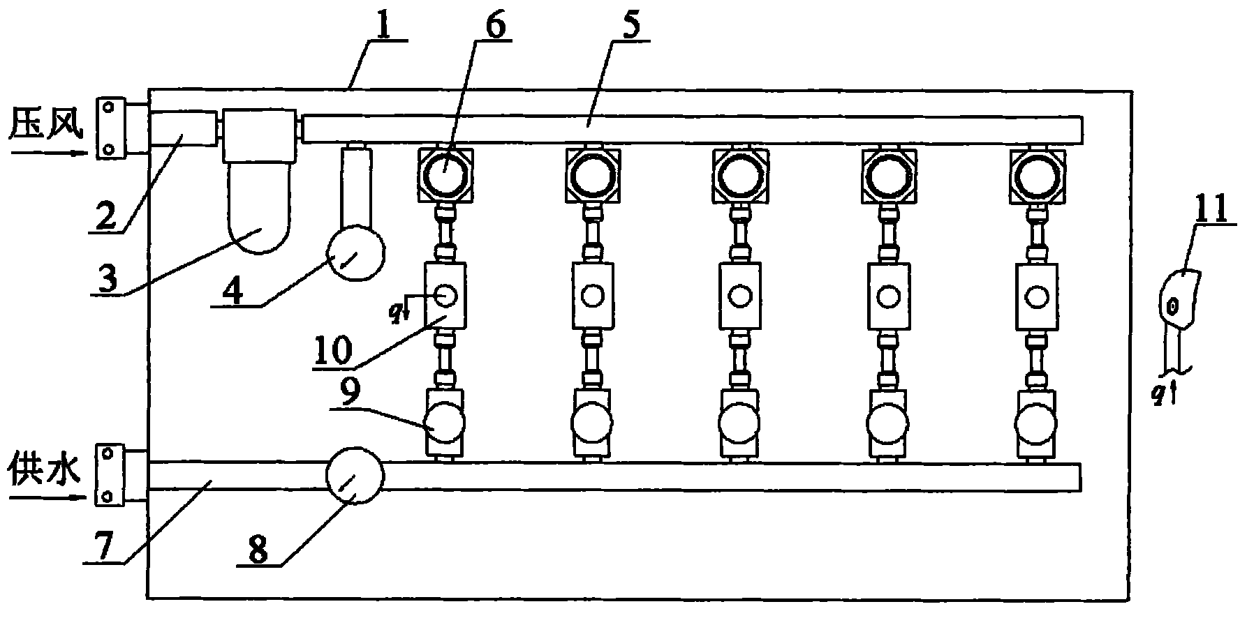 An integrated self-rescue device for mine compressed air and water supply