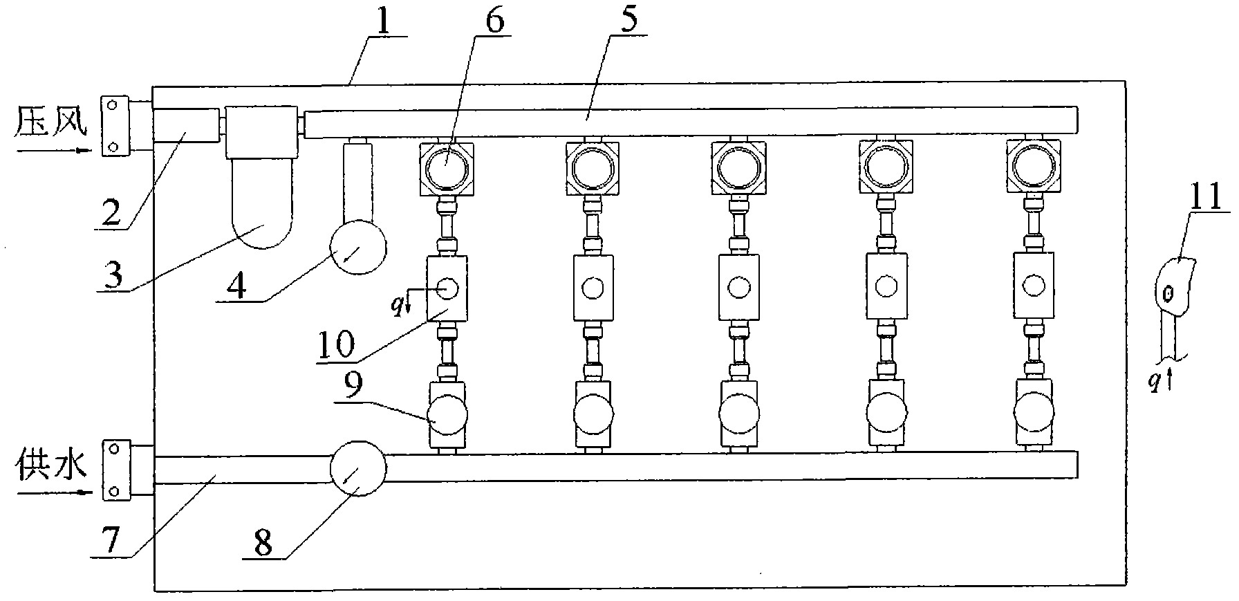 An integrated self-rescue device for mine compressed air and water supply