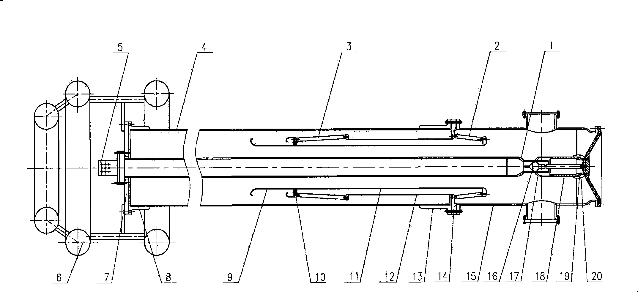 Incoming/outgoing line inflation casing tube for high-voltage switch gear