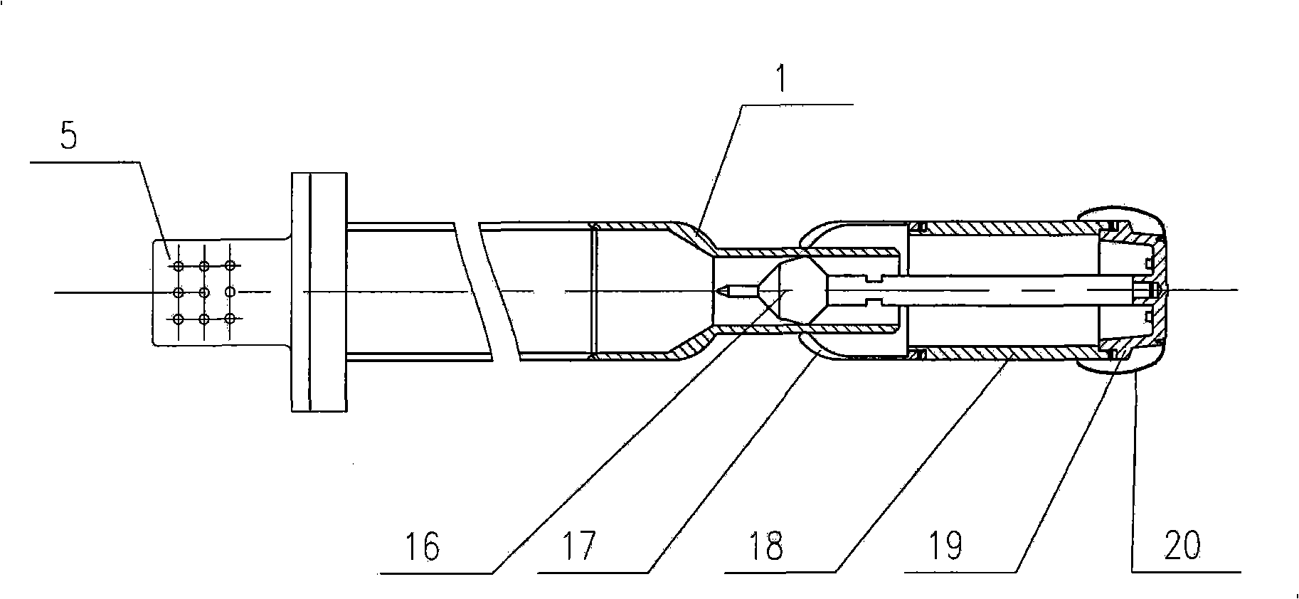 Incoming/outgoing line inflation casing tube for high-voltage switch gear