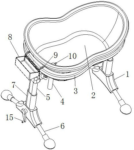 A height-adjustable baby tub