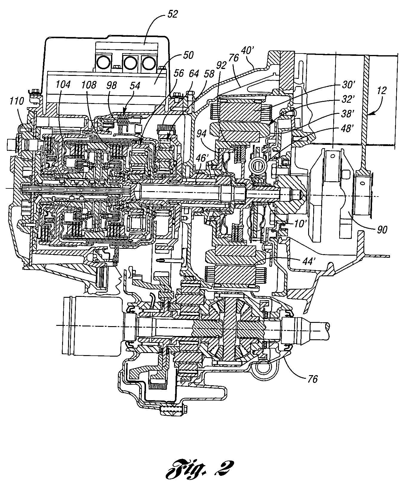 Control of power-on downshifts in a multiple-ratio powertrain for a hybrid vehicle