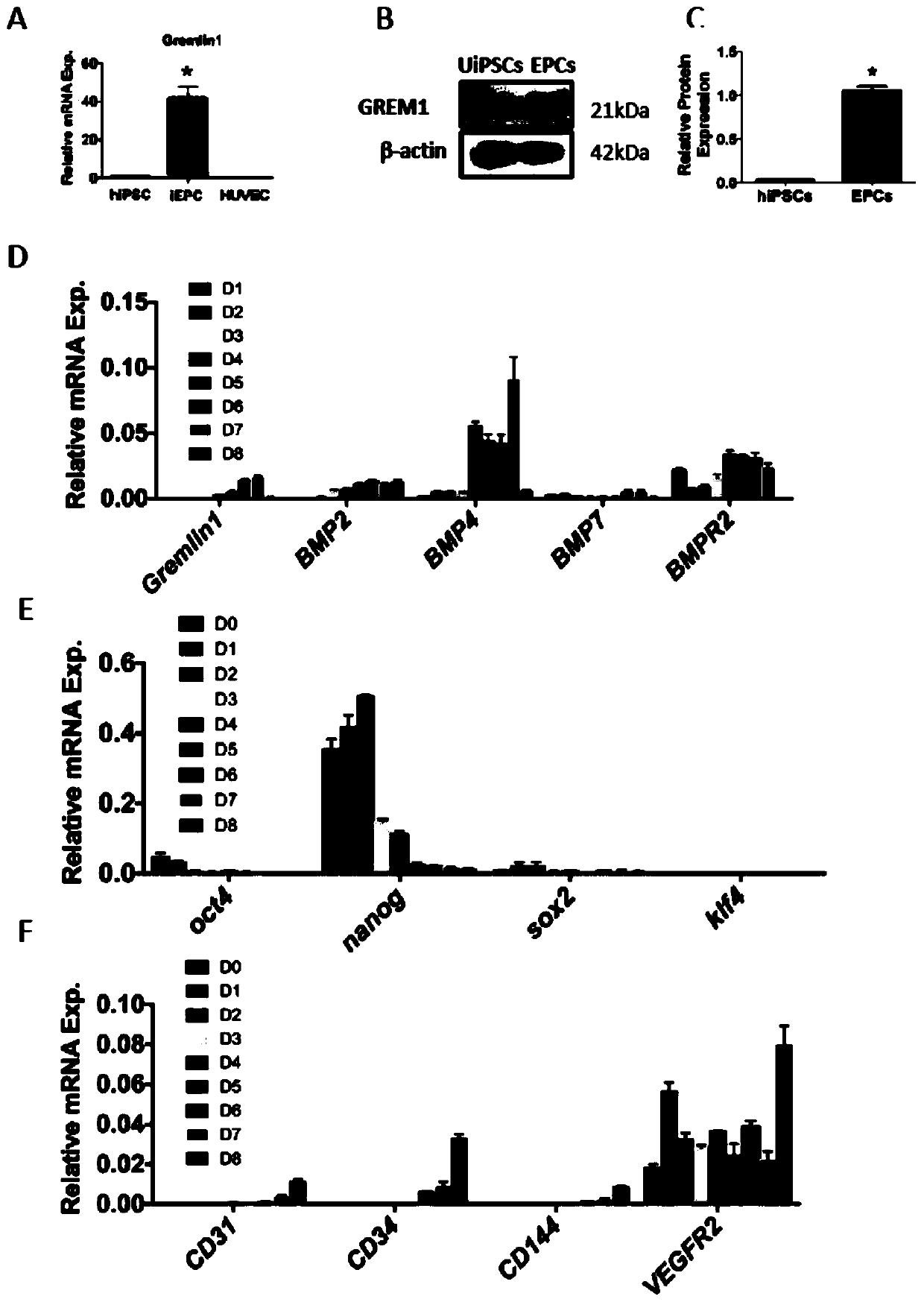 Method for inducing differentiation of human induced pluripotent stem cells into endothelial progenitor cells