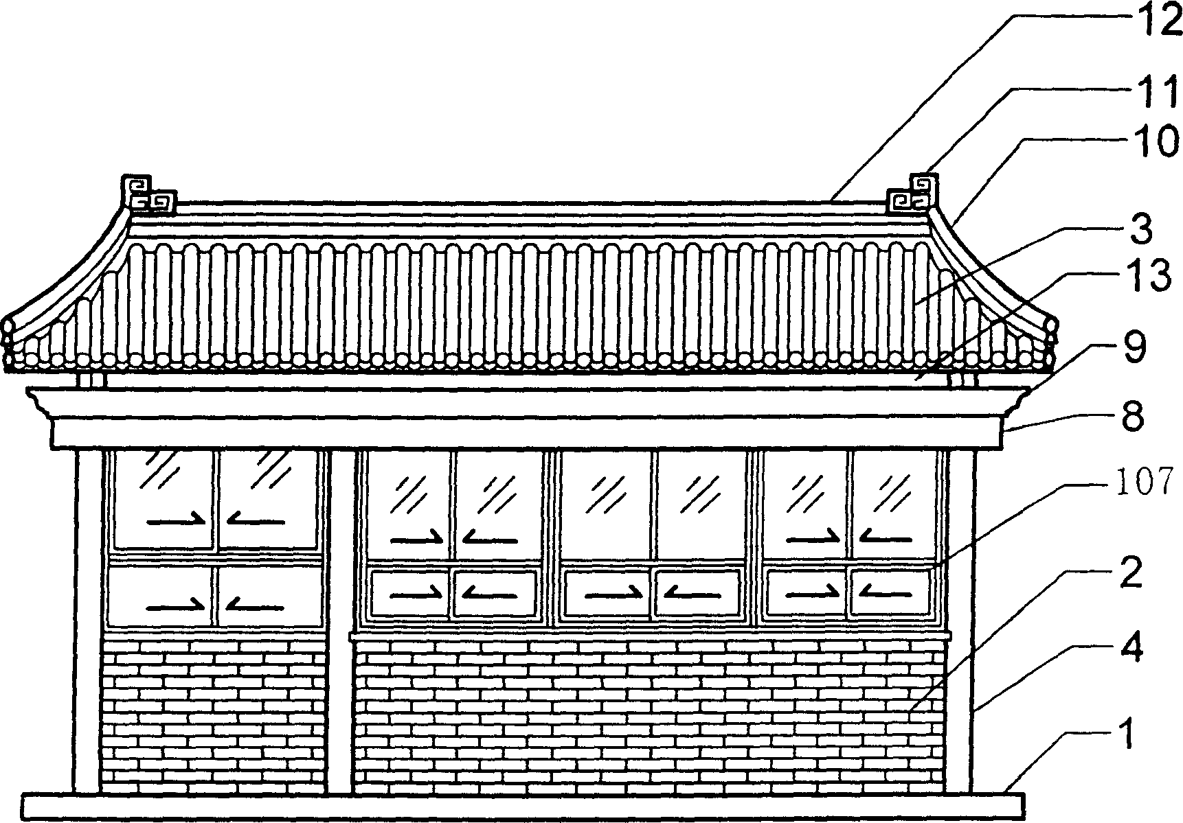 Light archaized architecture production method and product