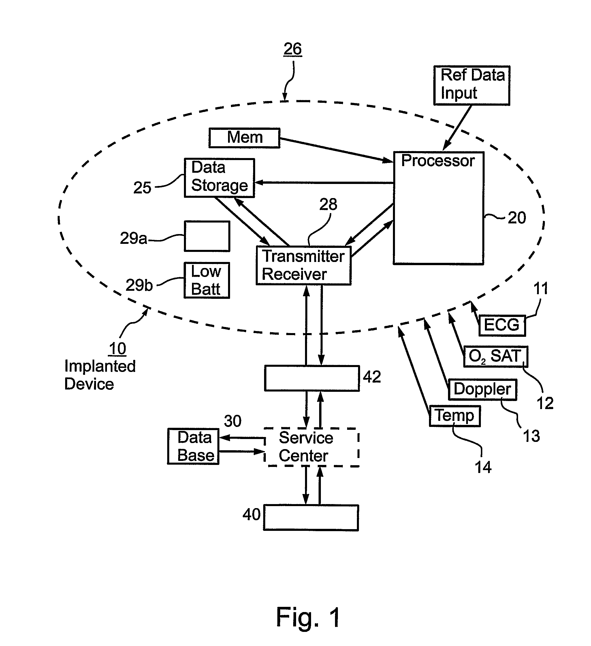 Implantable Biosensor Assembly and Health Monitoring system and Method including same