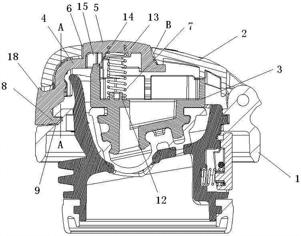 Switch button mechanism for overturning cover of bouncing type drinking cup