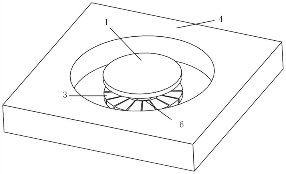 Two-electrode distributed micro-gyroscope with upper ring and lower discrete and its preparation method