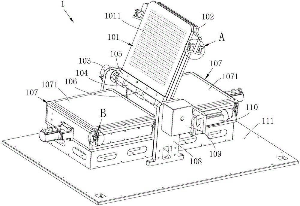 Double-station overturning lamination structure