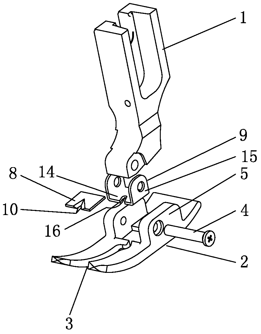 A kind of sewing machine to go to the bird's nest and quickly change the knife with a knife presser foot