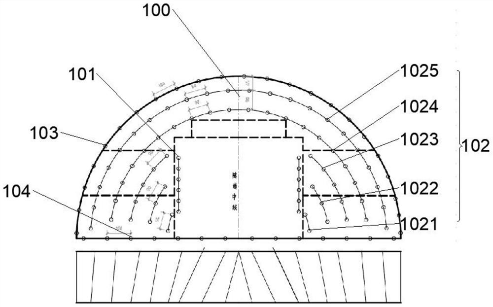 Karst landform tunnel energy-gathered water pressure smooth blasting structure and method