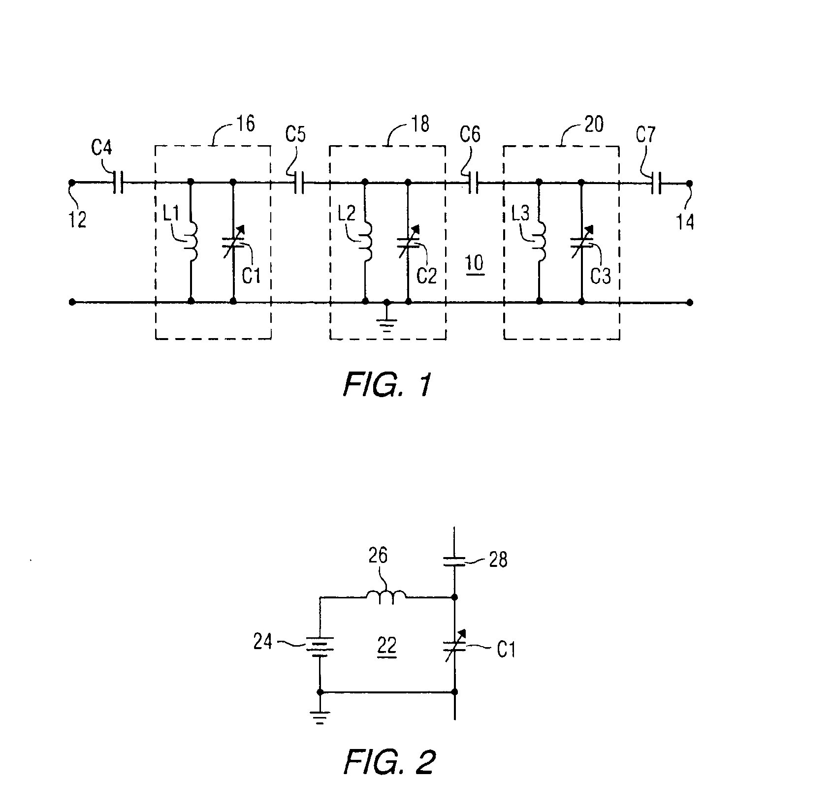 Electronic tunable filters with dielectric varactors