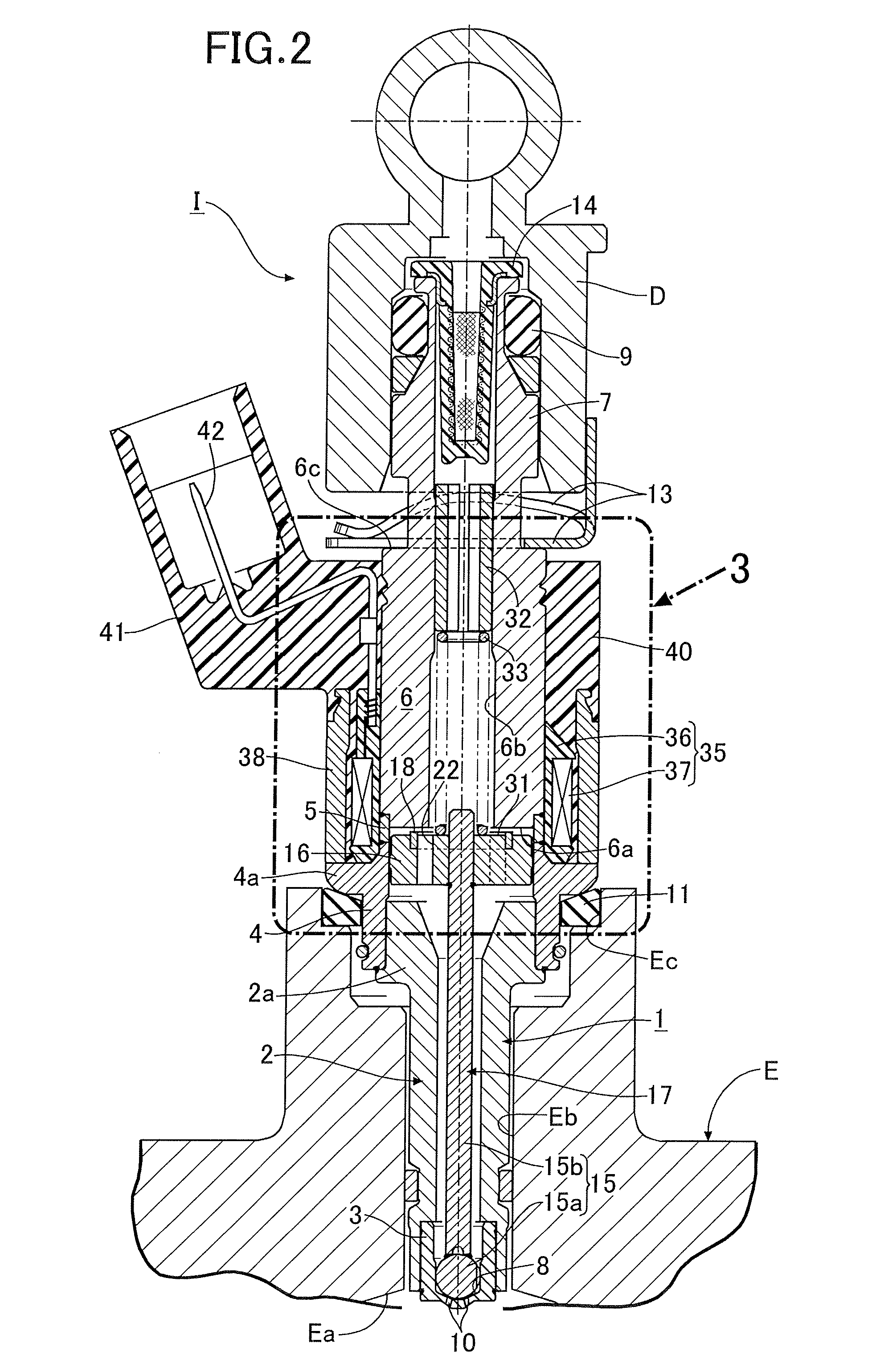 Support structure of direct fuel injection valve