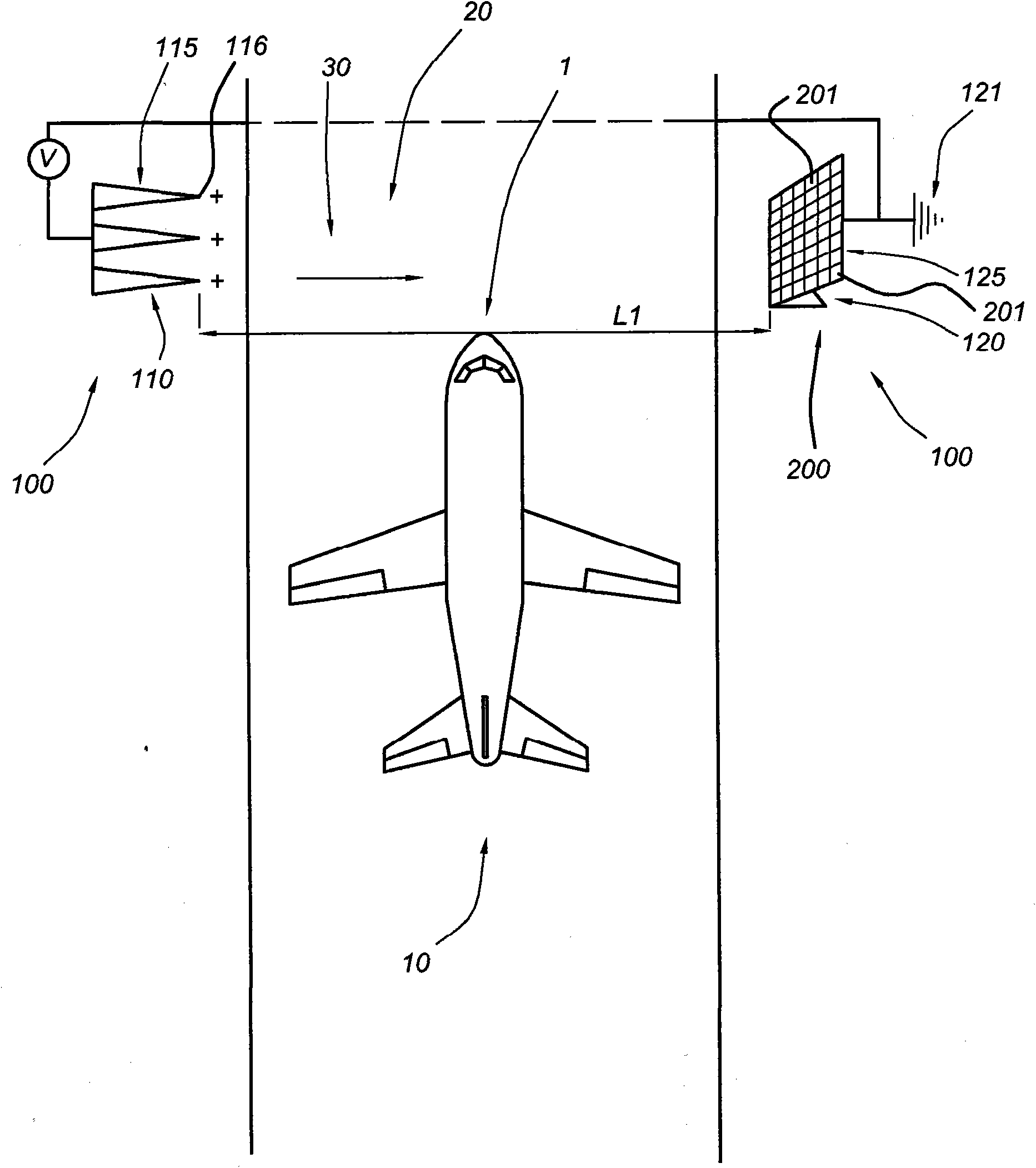 Use of an electric field for the removal of droplets in a gaseous fluid