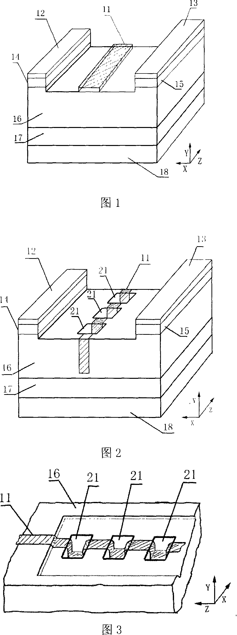 Three-dimensional slot grid metal semiconductor field effect transistor