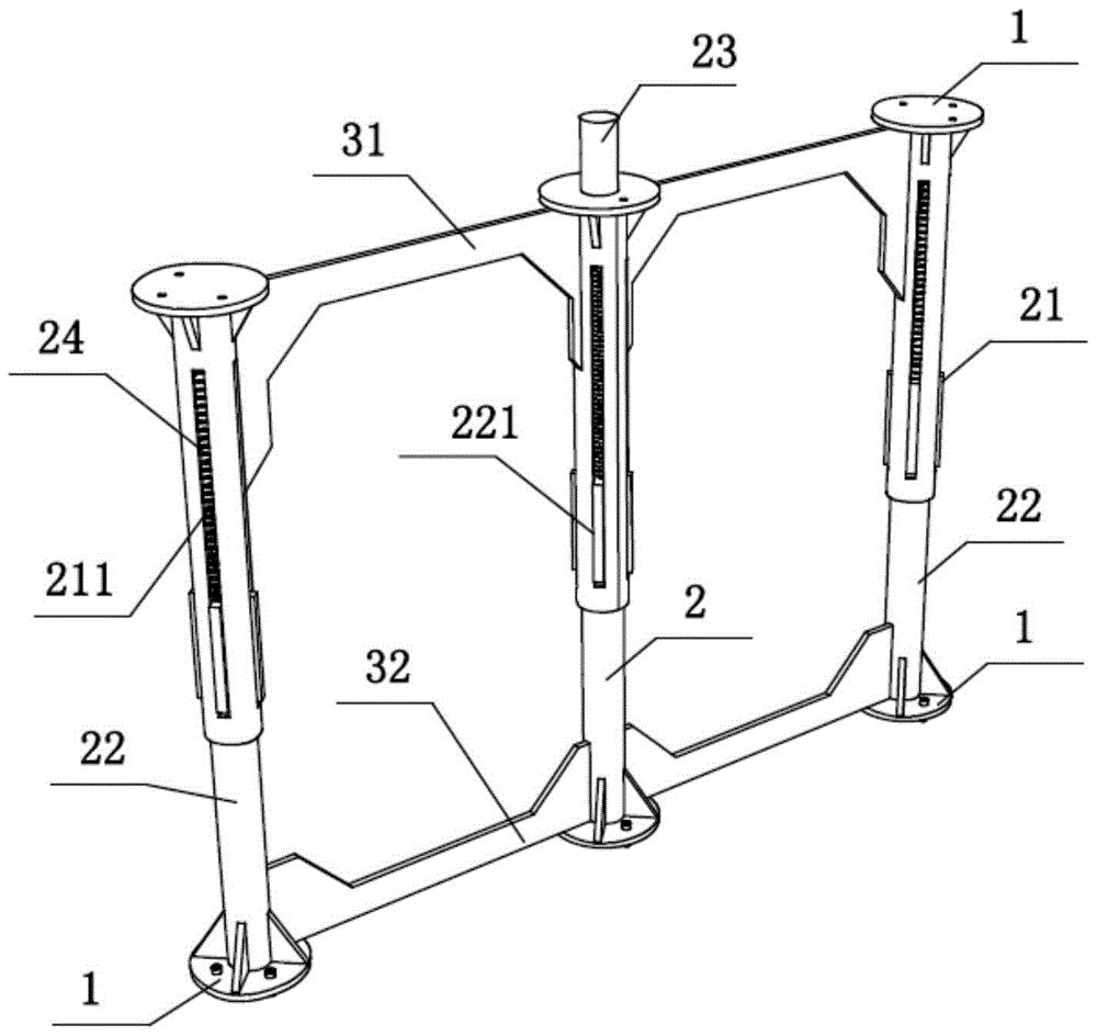 Telescopic support for propeller open water test device