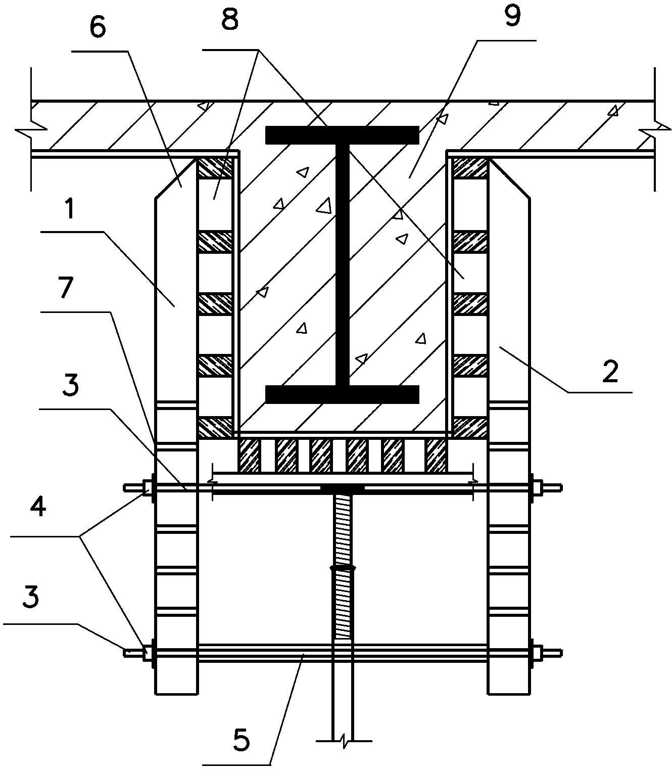 Fastening clamp for web side formwork of stiffened concrete beam