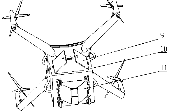 Multifunctional unmanned distribution flying cart and working method thereof