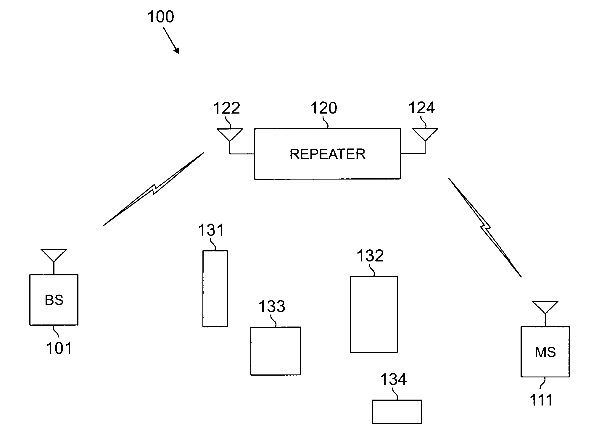 Wireless repeater using a single RF chain for use in a TDD wireless network