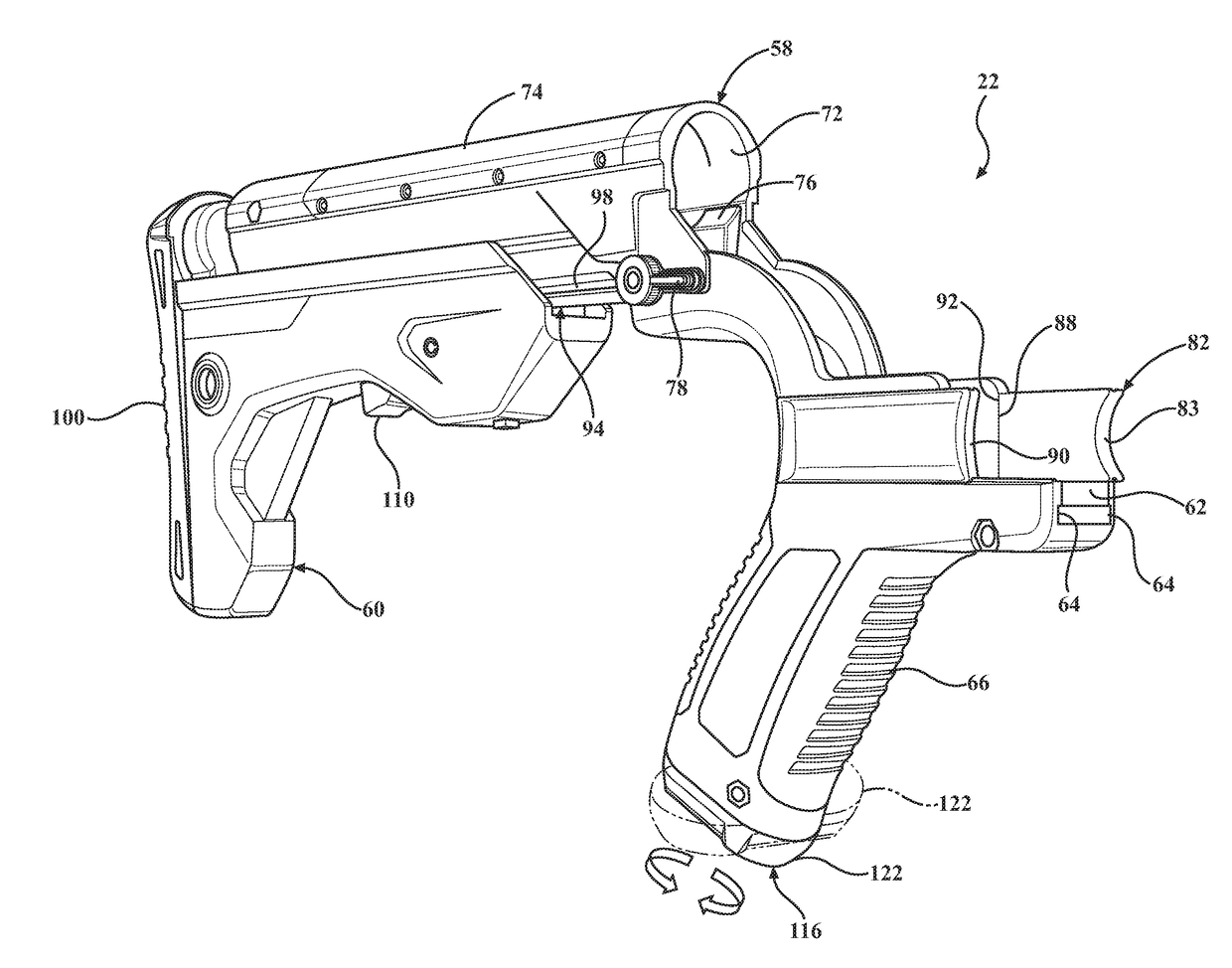 Adjustable length slide-action rifle stock