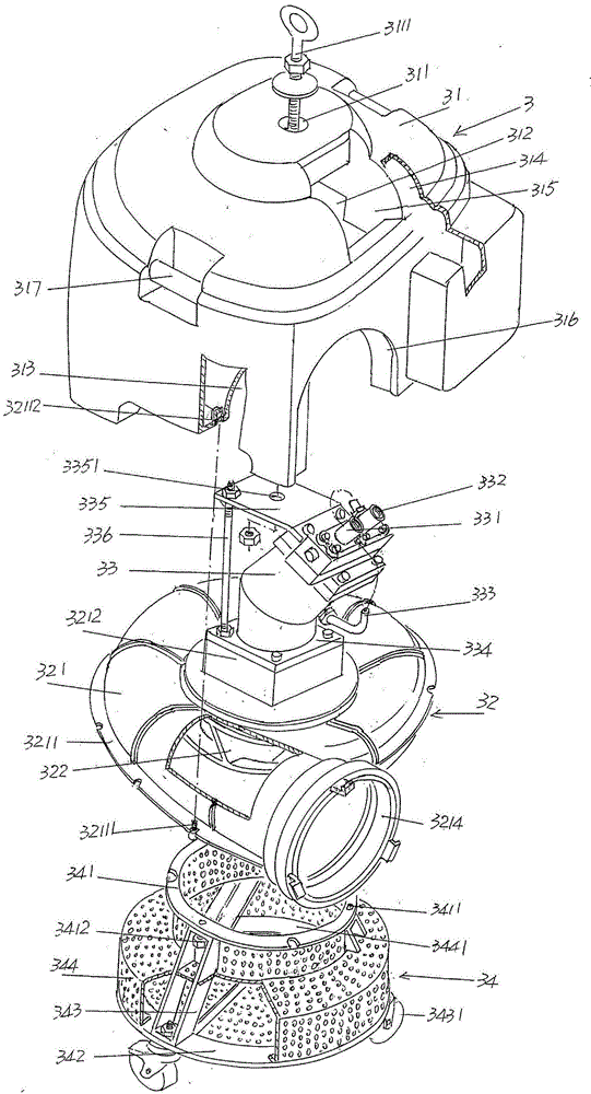 Semi-submersible type floating fire pump structure for automatic water diversion fire fighting truck