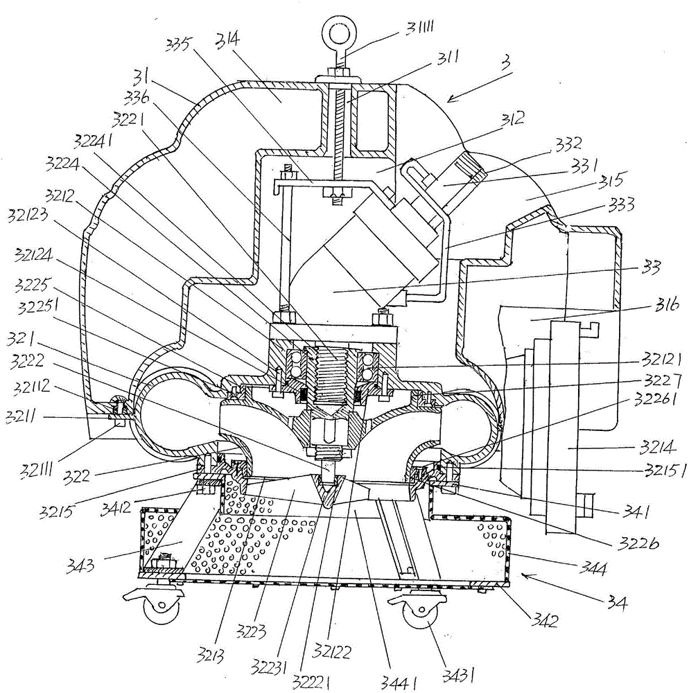 Semi-submersible type floating fire pump structure for automatic water diversion fire fighting truck