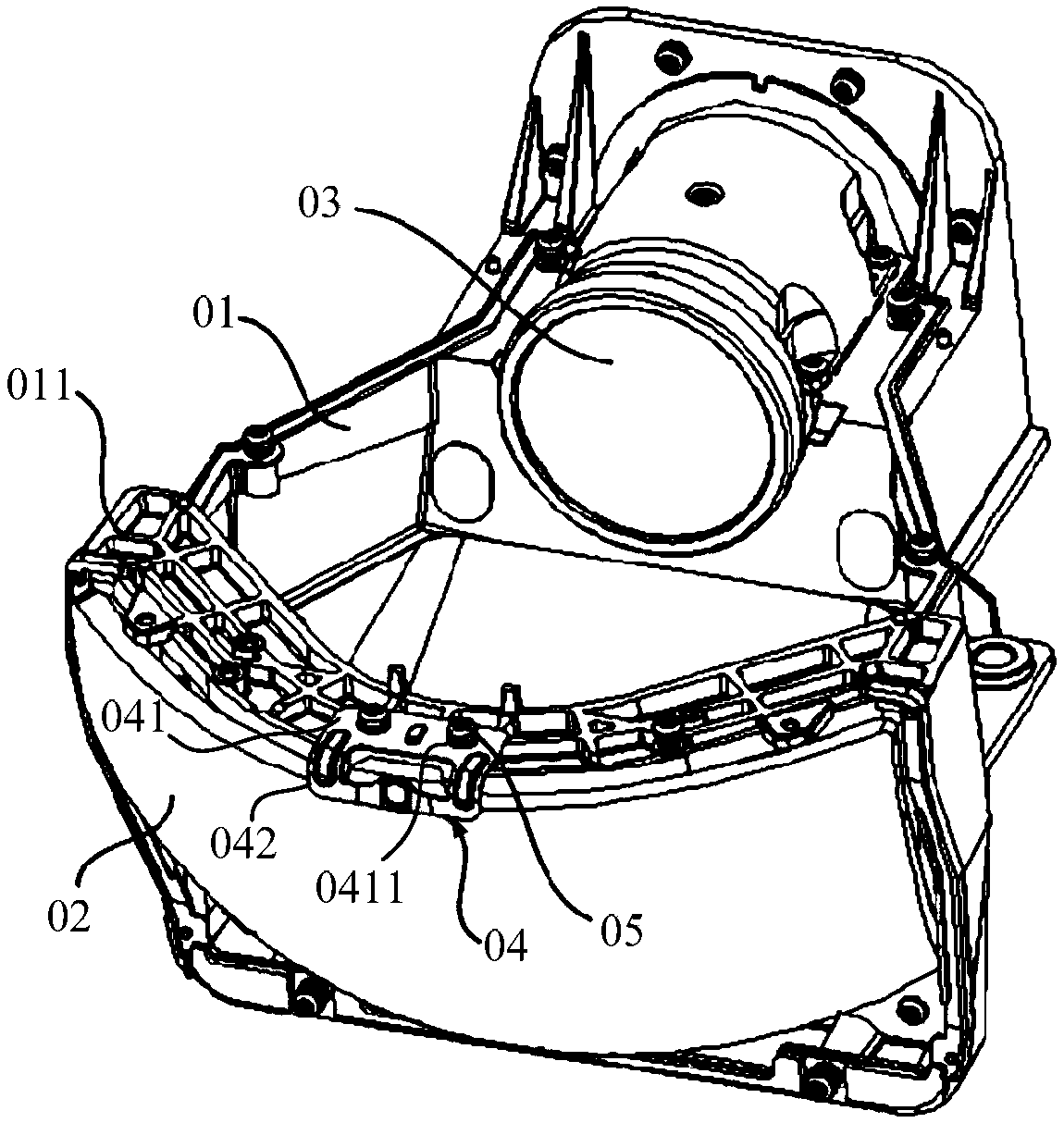 Adjusting mechanism of curved surface mirror in projector and projector