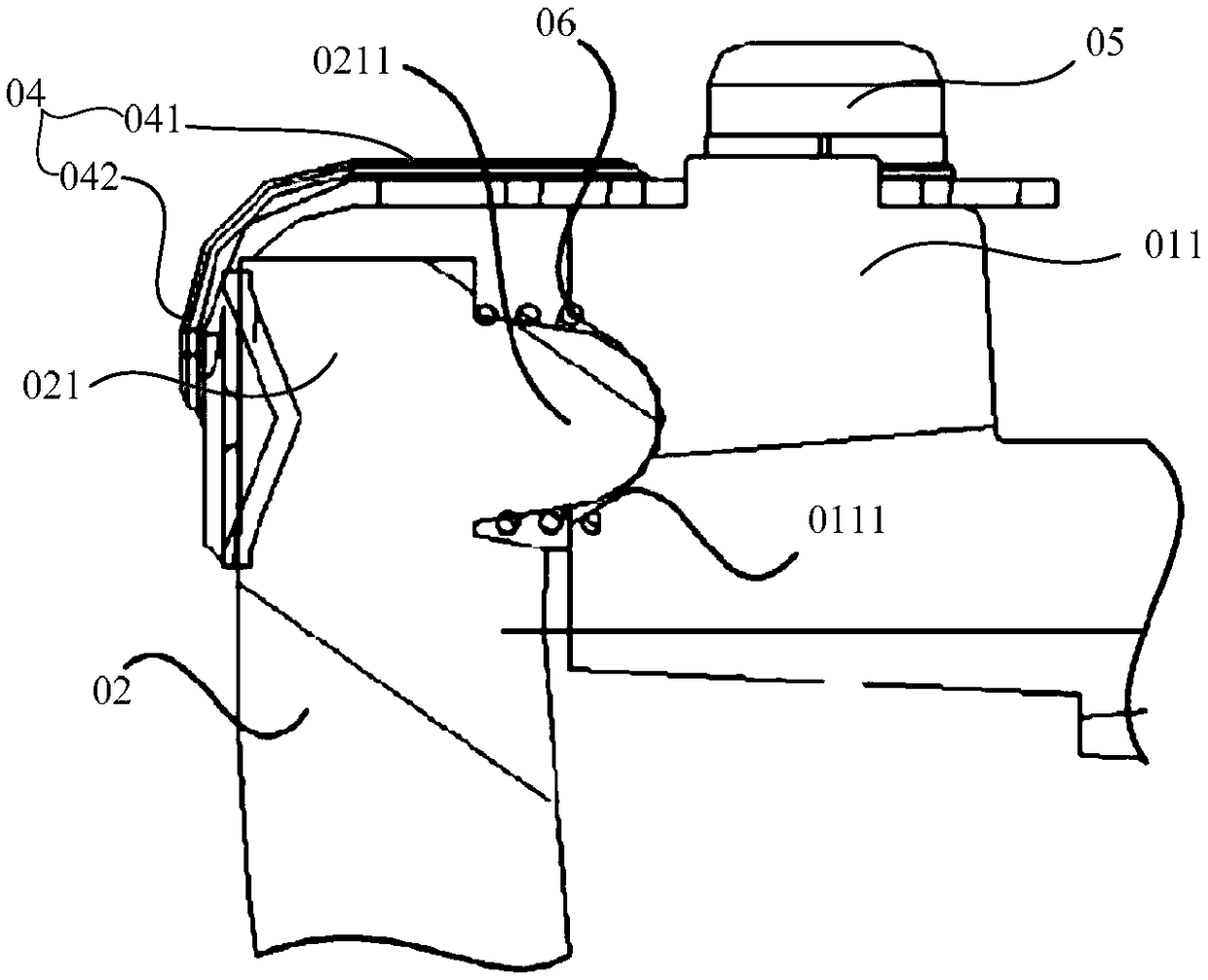 Adjusting mechanism of curved surface mirror in projector and projector