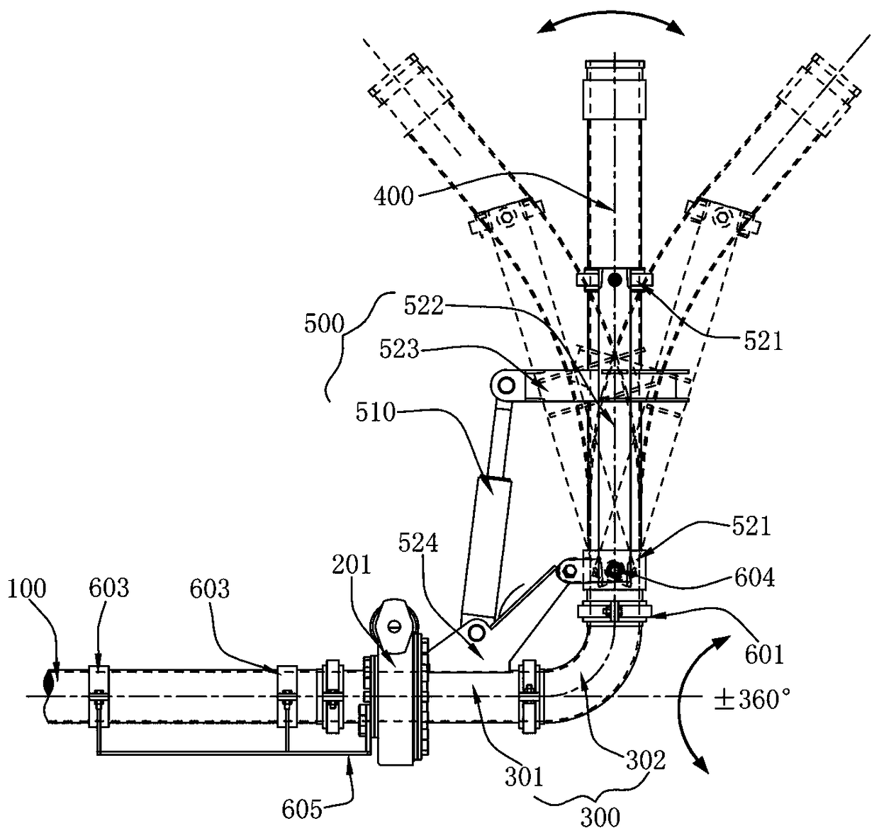 Terminal mechanism for concrete distributor and multi-degree-of-freedom concrete distribution system