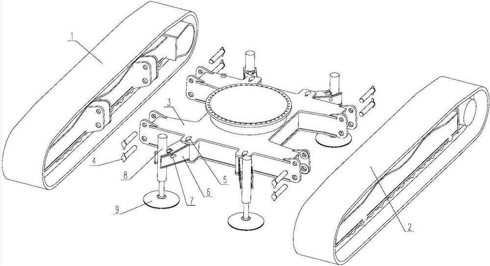 Self-loading and self-unloading type crawler chassis