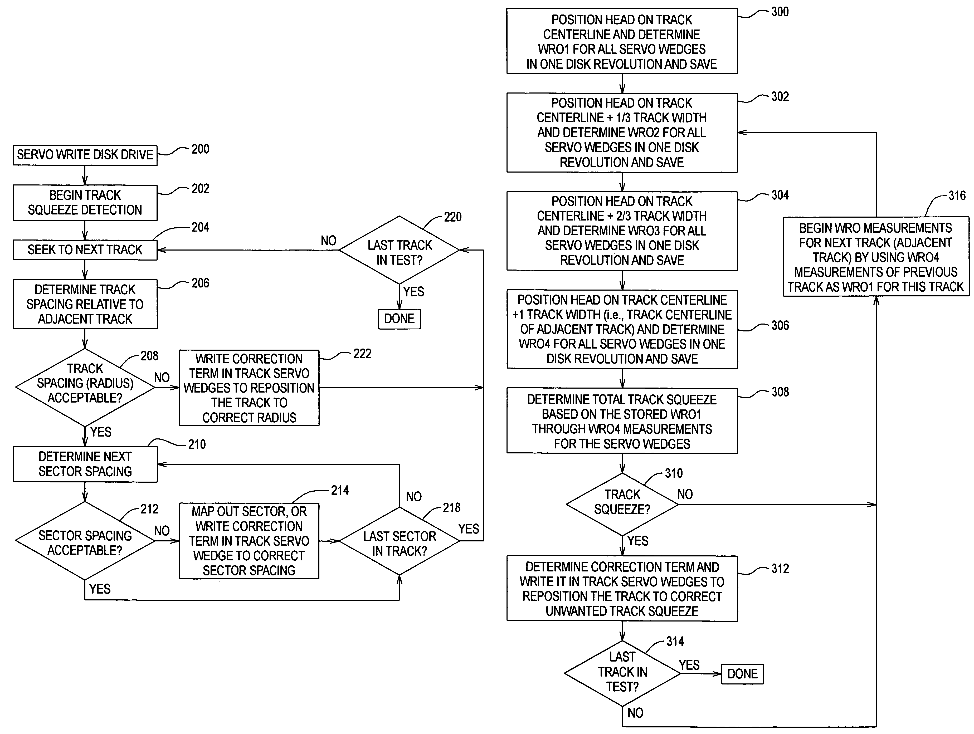 Method to correct radial misposition of data tracks using stitched correction fields