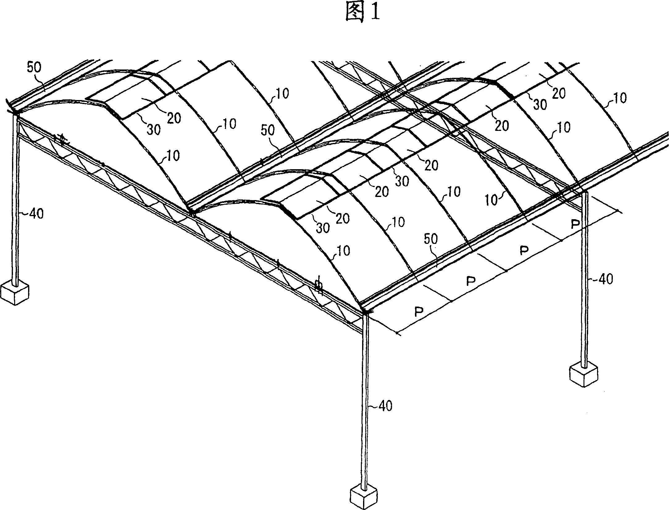 Roof structure for greenhouses