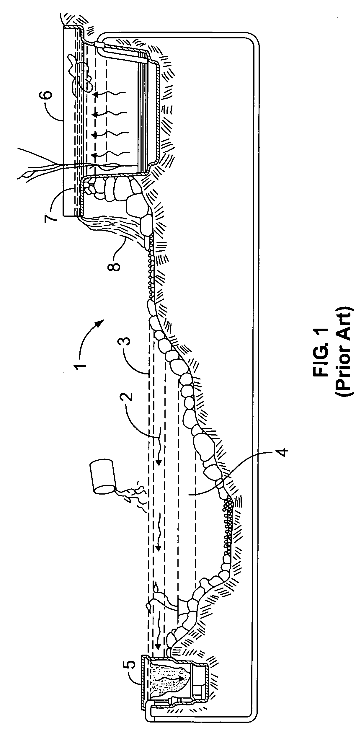 Landscaping pond system and method with variable opening falls and tesserae geometry