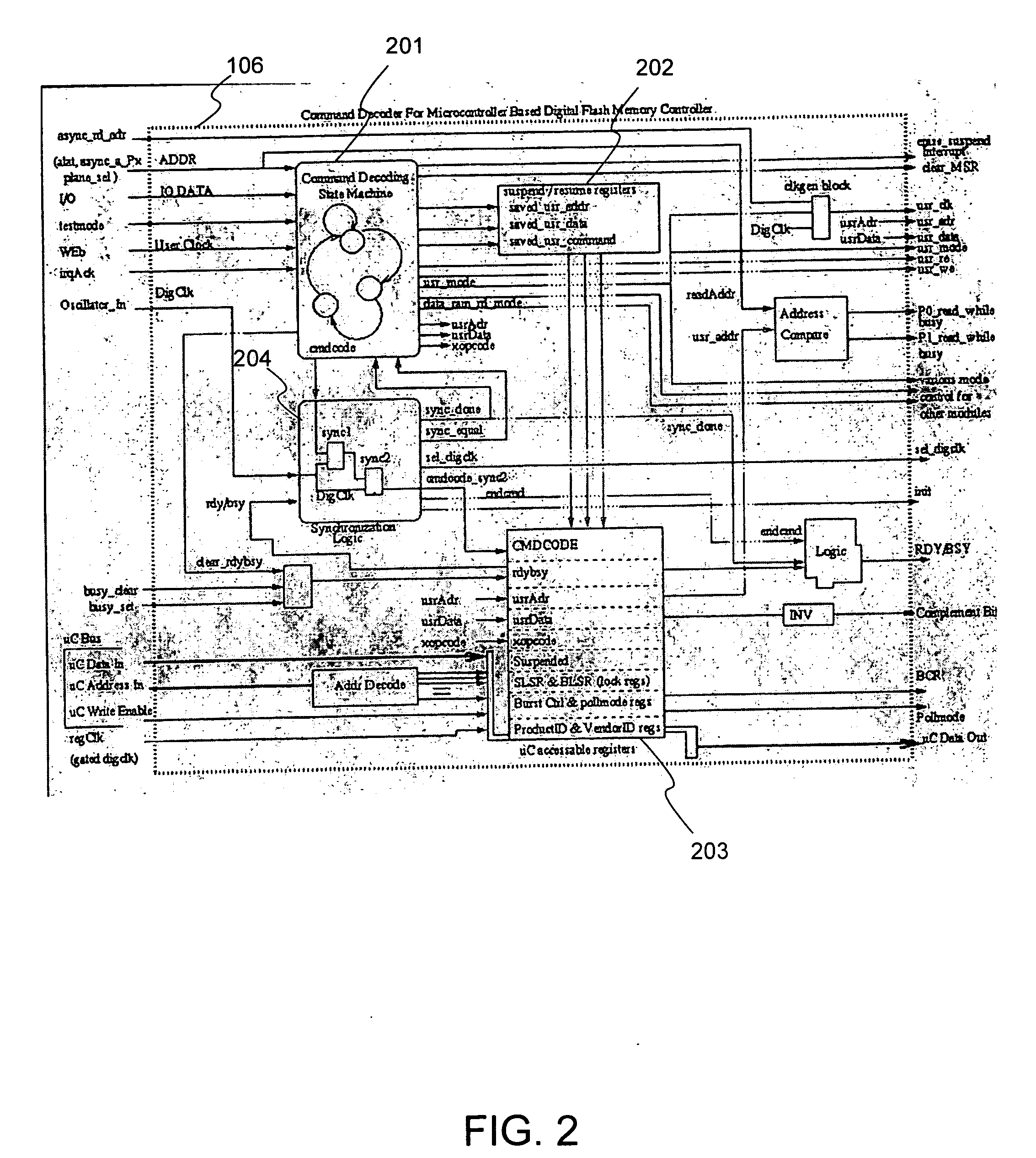 Command decoder for microcontroller based flash memory digital controller system