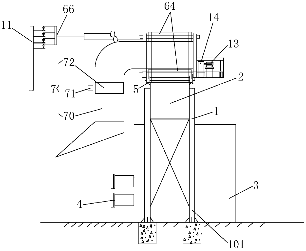 Device and method for collecting dust in front of magnesium ingot smelting reduction furnace